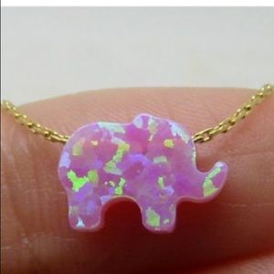 Pink opal elephant necklace
